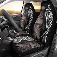 Aotearoa Tukutuku Motif Car Seat Cover Pohutukawa and Fern Leaves Grayscale Color LT03 - Polynesian Pride