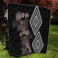 Aotearoa Tukutuku Motif Quilt Pohutukawa and Fern Leaves Grayscale Color LT03 - Polynesian Pride