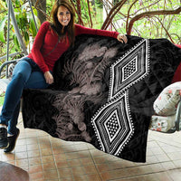 Aotearoa Tukutuku Motif Quilt Pohutukawa and Fern Leaves Grayscale Color LT03 - Polynesian Pride