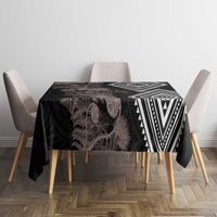 Aotearoa Tukutuku Motif Tablecloth Pohutukawa and Fern Leaves Grayscale Color LT03 - Polynesian Pride