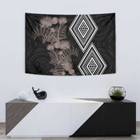 Aotearoa Tukutuku Motif Tapestry Pohutukawa and Fern Leaves Grayscale Color LT03 - Polynesian Pride