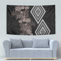 Aotearoa Tukutuku Motif Tapestry Pohutukawa and Fern Leaves Grayscale Color LT03 - Polynesian Pride