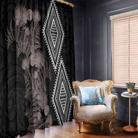 Aotearoa Tukutuku Motif Window Curtain Pohutukawa and Fern Leaves Grayscale Color LT03 - Polynesian Pride