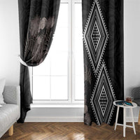 Aotearoa Tukutuku Motif Window Curtain Pohutukawa and Fern Leaves Grayscale Color LT03 - Polynesian Pride
