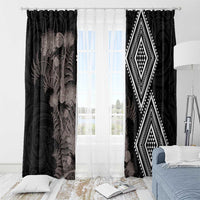 Aotearoa Tukutuku Motif Window Curtain Pohutukawa and Fern Leaves Grayscale Color LT03 - Polynesian Pride