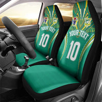 Custom Cook Islands Rugby Car Seat Cover Tatau Art Sport Style Green Color LT03 - Polynesian Pride