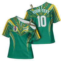 Custom Cook Islands Rugby Cross Shoulder Shirt Tatau Art Sport Style Green Color LT03 - Polynesian Pride
