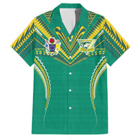 Custom Cook Islands Rugby Family Matching Summer Maxi Dress and Hawaiian Shirt Tatau Art Sport Style Green Color LT03 Dad's Shirt - Short Sleeve Green - Polynesian Pride