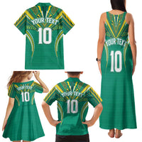 Custom Cook Islands Rugby Family Matching Tank Maxi Dress and Hawaiian Shirt Tatau Art Sport Style Green Color LT03 - Polynesian Pride