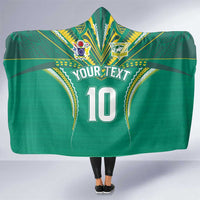 Custom Cook Islands Rugby Hooded Blanket Tatau Art Sport Style Green Color LT03 One Size Green - Polynesian Pride