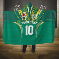 Custom Cook Islands Rugby Hooded Blanket Tatau Art Sport Style Green Color LT03 - Polynesian Pride
