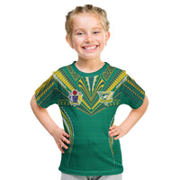 Custom Cook Islands Rugby Kid T Shirt Tatau Art Sport Style Green Color LT03 Green - Polynesian Pride