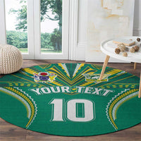 Custom Cook Islands Rugby Round Carpet Tatau Art Sport Style Green Color