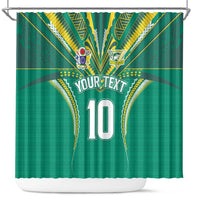 Custom Cook Islands Rugby Shower Curtain Tatau Art Sport Style Green Color