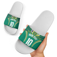 Custom Cook Islands Rugby Slide Sandals Tatau Art Sport Style Green Color