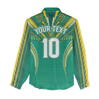 Custom Cook Islands Rugby Women Casual Shirt Tatau Art Sport Style Green Color LT03 - Polynesian Pride