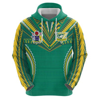 Custom Cook Islands Rugby Zip Hoodie Tatau Art Sport Style Green Color LT03 - Polynesian Pride