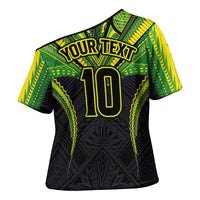 Custom Cook Islands Rugby Cross Shoulder Shirt Tatau Art Sport Style Black Color LT03 - Polynesian Pride