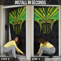 Custom Cook Islands Rugby Door Cover Tatau Art Sport Style Black Color LT03 - Polynesian Pride