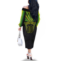 Custom Cook Islands Rugby Family Matching Off The Shoulder Long Sleeve Dress and Hawaiian Shirt Tatau Art Sport Style Black Color LT03 - Polynesian Pride
