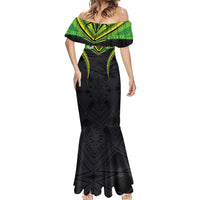 Custom Cook Islands Rugby Mermaid Dress Tatau Art Sport Style Black Color LT03 - Polynesian Pride