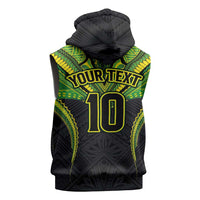 Custom Cook Islands Rugby Sleeveless Zip Hoodie Tatau Art Sport Style Black Color LT03 - Polynesian Pride