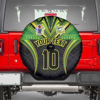 Custom Cook Islands Rugby Spare Tire Cover Tatau Art Sport Style Black Color LT03 - Polynesian Pride