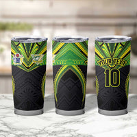 Custom Cook Islands Rugby Tumbler Cup Tatau Art Sport Style Black Color