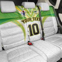 Custom Cook Islands Rugby Back Car Seat Cover Tatau Art Sport Style White Color