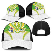 Cook Islands Rugby Baseball Net Cap Tatau Art Sport Style White Color