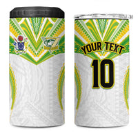 Custom Cook Islands Rugby 4 in 1 Can Cooler Tumbler Tatau Art Sport Style White Color LT03 One Size: 16 oz White - Polynesian Pride
