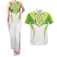 Custom Cook Islands Rugby Couples Matching Tank Maxi Dress and Hawaiian Shirt Tatau Art Sport Style White Color LT03 White - Polynesian Pride