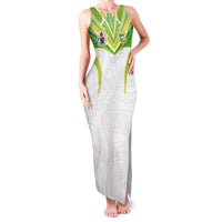 Custom Cook Islands Rugby Family Matching Tank Maxi Dress and Hawaiian Shirt Tatau Art Sport Style White Color LT03 Mom's Dress White - Polynesian Pride