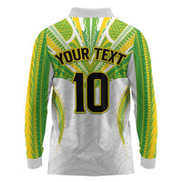Custom Cook Islands Rugby Long Sleeve Polo Shirt Tatau Art Sport Style White Color LT03 - Polynesian Pride