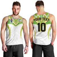 Custom Cook Islands Rugby Men Tank Top Tatau Art Sport Style White Color
