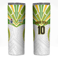 Custom Cook Islands Rugby Skinny Tumbler Tatau Art Sport Style White Color LT03 White - Polynesian Pride