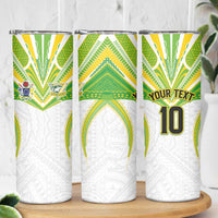 Custom Cook Islands Rugby Skinny Tumbler Tatau Art Sport Style White Color LT03 - Polynesian Pride