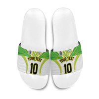 Custom Cook Islands Rugby Slide Sandals Tatau Art Sport Style White Color