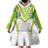 Custom Cook Islands Rugby Wearable Blanket Hoodie Tatau Art Sport Style White Color LT03 - Polynesian Pride