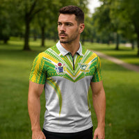 Custom Cook Islands Rugby Zipper Polo Shirt Tatau Art Sport Style White Color LT03 - Polynesian Pride