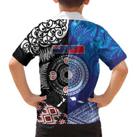 Samoa and Aotearoa Together Family Matching Summer Maxi Dress and Hawaiian Shirt Tatau Art Tattoos-Taniko and Maori with Fern LT03 - Polynesian Pride
