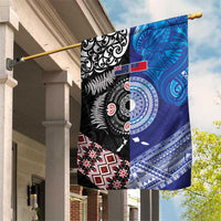 Samoa and Aotearoa Together Garden Flag Tatau Art Tattoos-Taniko and Maori with Fern LT03 House Flag Black - Polynesian Pride