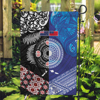 Samoa and Aotearoa Together Garden Flag Tatau Art Tattoos-Taniko and Maori with Fern LT03 Garden Flag Black - Polynesian Pride