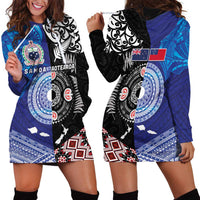Samoa and Aotearoa Together Hoodie Dress Tatau Art Tattoos-Taniko and Maori with Fern LT03 - Polynesian Pride