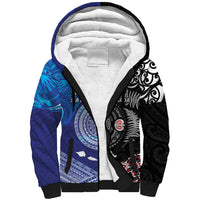 Samoa and Aotearoa Together Sherpa Hoodie Tatau Art Tattoos-Taniko and Maori with Fern LT03 Unisex Black - Polynesian Pride