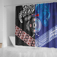 Samoa and Aotearoa Together Shower Curtain Tatau Art Tattoos-Taniko and Maori with Fern LT03 - Polynesian Pride