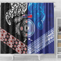 Samoa and Aotearoa Together Shower Curtain Tatau Art Tattoos-Taniko and Maori with Fern LT03 - Polynesian Pride