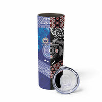 Samoa and Aotearoa Together Skinny Tumbler Tatau Art Tattoos-Taniko and Maori with Fern LT03 - Polynesian Pride