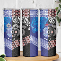 Samoa and Aotearoa Together Skinny Tumbler Tatau Art Tattoos-Taniko and Maori with Fern LT03 - Polynesian Pride