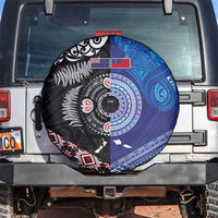 Samoa and Aotearoa Together Spare Tire Cover Tatau Art Tattoos-Taniko and Maori with Fern LT03 Black - Polynesian Pride